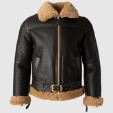 B3 RAF Black Leather Pilot Aviator Jacket Front